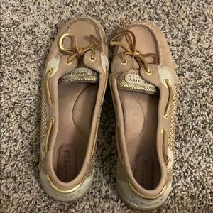 Barely Worn Gold Sparkle Sperry’s size 9.5